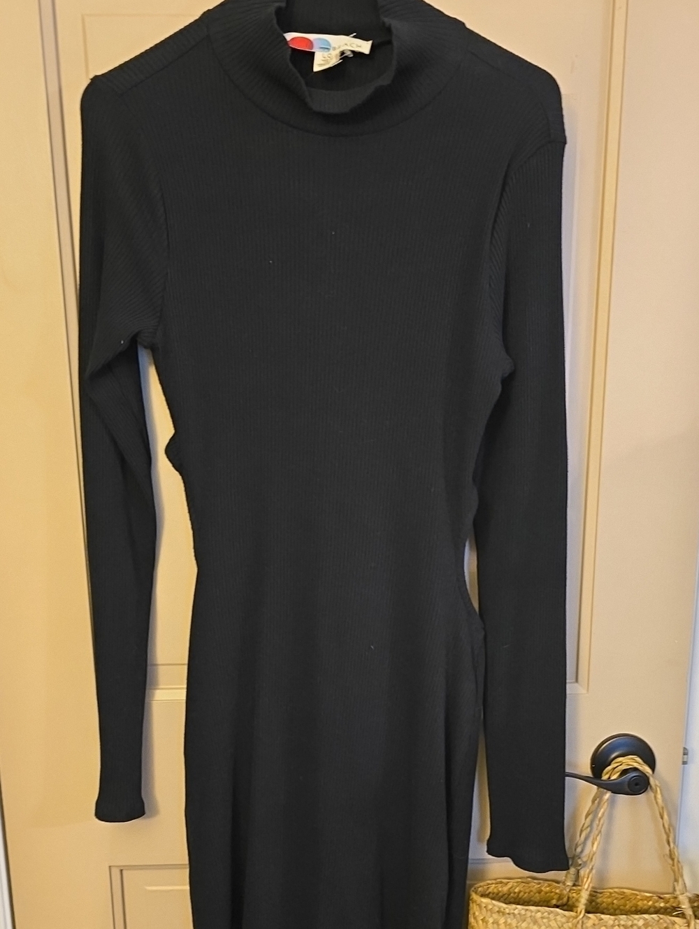 Women's Black Ribbed Turtleneck Long Sleeve Dress Free People